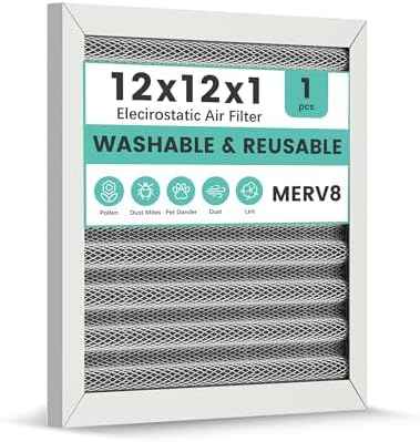 12x12x1 MERV 8 Washable Electrostatic HVAC Furnace Air Filter