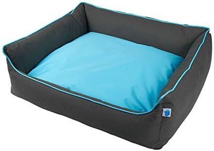 Totally Pooched Explore Bolster Dog Bed with EVERFRESH Probiotic Technology for Natural, Non-Toxic Odor Control- Blue, Large