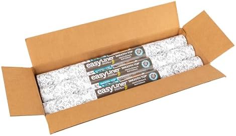 Smooth Top EasyLiner for Cabinets & Drawers, Easy to Install, Shelf Paper & Drawer Liner Non Adhesive, Non Slip Shelf Liner for Pantry, Kitchen Essentials, 20 in x 6 ft (6 Pack), 36 ft, Gray Damask