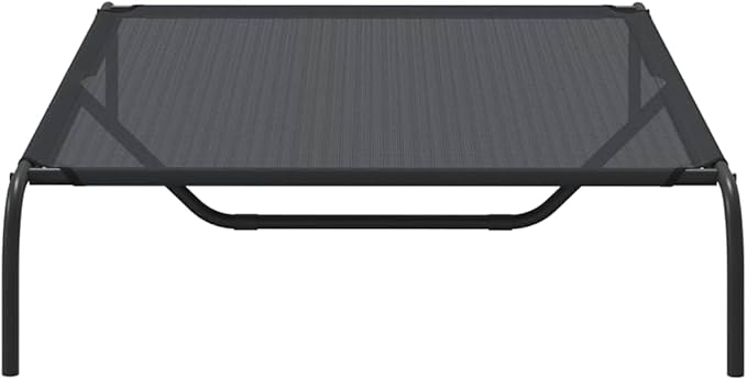 Elevated Dog Bed for Large Breeds, Durable Textilene Pet Cot for Indoor Outdoor Use, Portable Cooling Raised Pet Bed with Powder-Coated Steel Frame, 51.2 x 31.5 in, Black