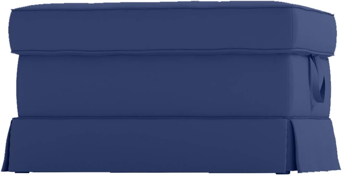 Cotton Ektorp Ottoman Cover Replacement is Custom Made Slipcover Compatible with IKEA Ektorp Footstool Cover (Cotton Blue)