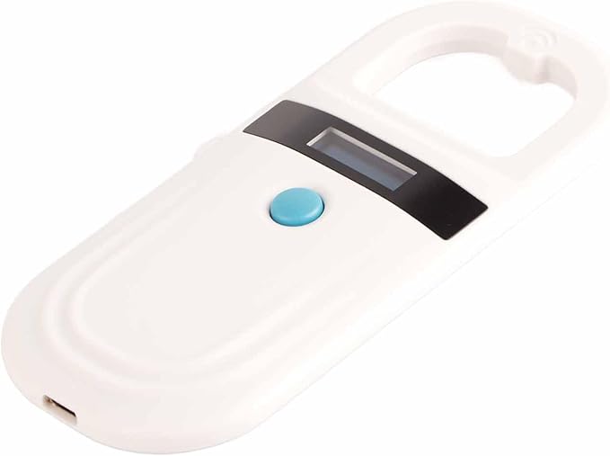 Goshyda Rechargeable Pet Microchip Scanner Portable OLED Display Animal Reader for FDXB and EMID Microchips, 5" USB Cable and User Manual Included, Ideal for Animal Management and Resource Management