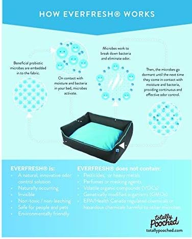 Totally Pooched Explore Bolster Dog Bed with EVERFRESH Probiotic Technology for Natural, Non-Toxic Odor Control- Blue, Large