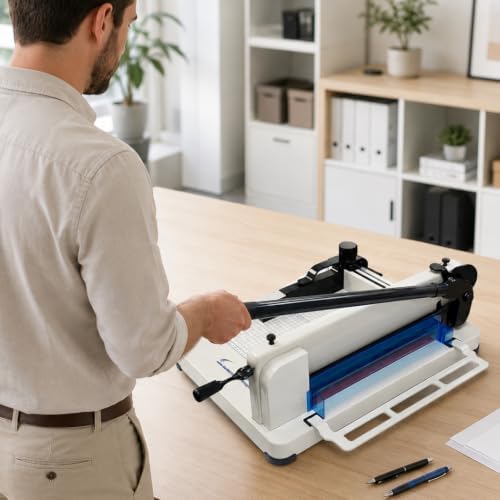 HFS(R) Heavy Duty Guillotine Paper Cutter 400 Sheet Capacity | Solid Steel Construction (A3-17'' paper cutter)