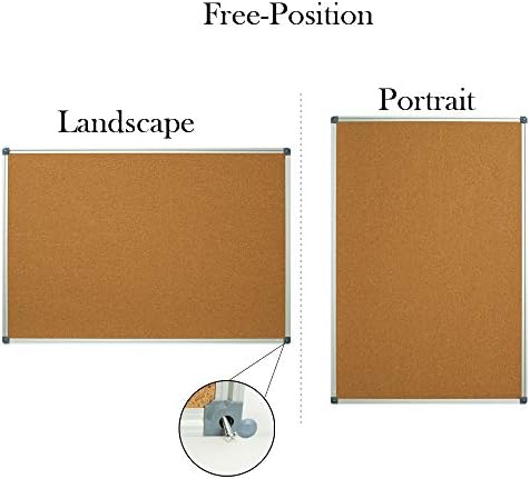 Lockways Cork Board 36" x 24" Bulletin Board, Double Sided Corkboard