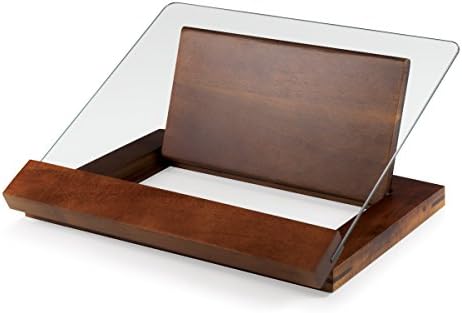 PICNIC TIME Fabio Viviani Prodigio Cookbook Stand with Tempered Glass, Recipe Stand, Kitchen Cookbook Holder, (Acacia Wood)