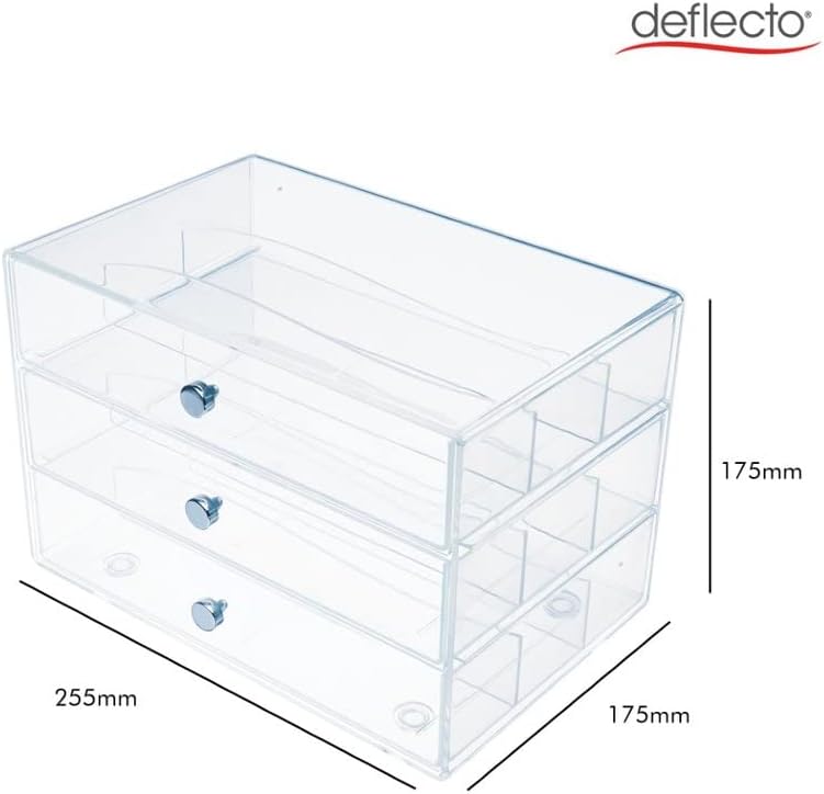Deflecto 3-Drawer Transparent Storage Cube
