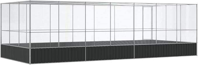 Large Bird Aviary with Extension, Outdoor Galvanized Steel Bird Cage, Galvanized Steel Outdoor Bird Aviary, Mesh Fence Bird House for Small Animals, 285.4"x120.9"x83.5"