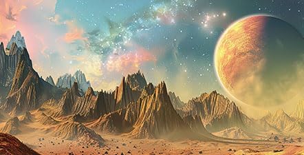 Cosmic Aquarium Background,Cool Galaxy Parallel Space Themed Fish Tank Background, Tropical Desert Terrarium Background 30X18IN with 8 EVA Double-Sided Tape
