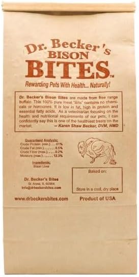 Dr. Becker's Bison Bites | 100% Pure Meat Protein | Grain Free Liver Training Treats for Dogs & Cats, 5 oz