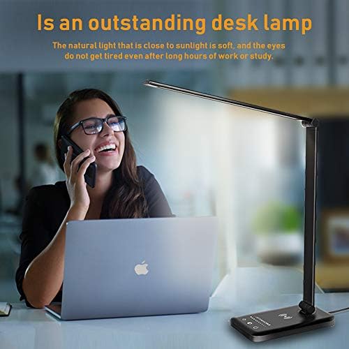 LED Desk Lamp with Wireless Charger,Touch Lamp for Home Office Dorm