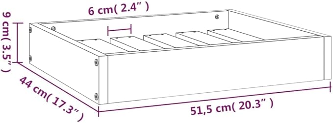 Minimalist Solid Pine Wood Dog Bed for Small Breed Pets, Durable Rectangular Frame 20.3 x 17.3 x 3.5 Inches, Modern Sleek Design for Living Room or Bedroom, Easy Assembly