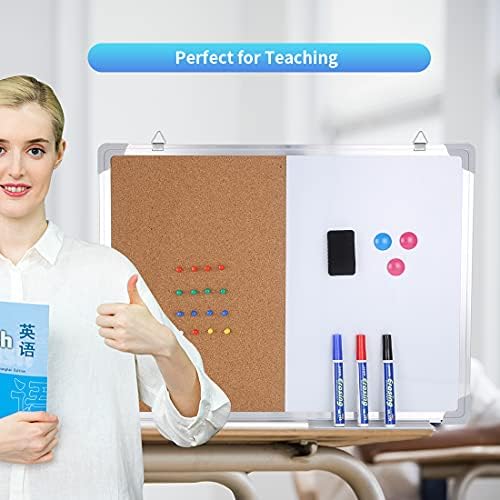 36x 24 '' Magnetic Dry Erase Board for wall Combo White Board Hanging whiteboard Half Cork whiteboard,3 Magnetic Markers,1 Magnetic Dry Eraser,