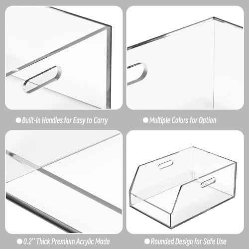 Gelite Stackable Storage Bins Open Front Clear Organizer Bins with