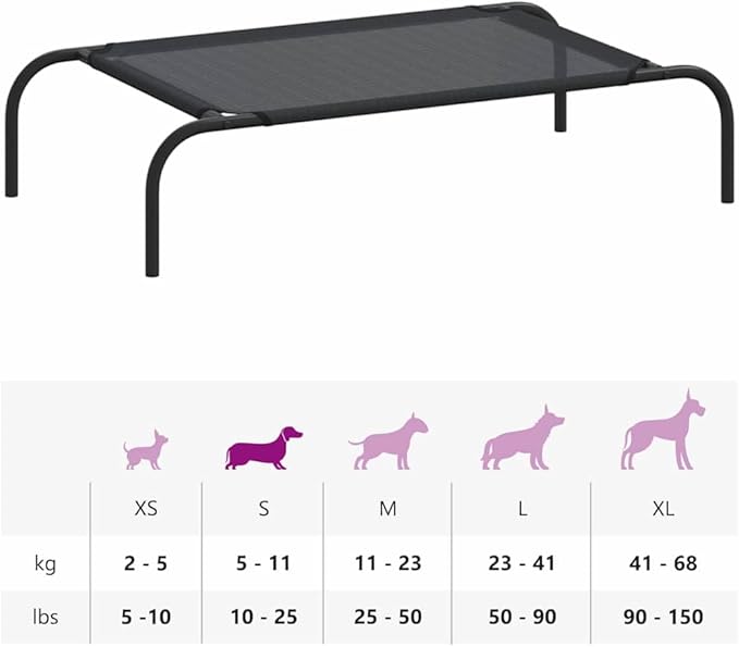 Elevated Dog Bed for Small Pets, Raised Cooling Pet Cot with Breathable Textilene Fabric, Durable Powder-Coated Steel Frame, Portable Indoor Outdoor Pet Bed for Dogs 11-22 lbs