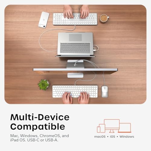 Satechi Slim CLX3 Wired Keyboard & Mouse Combo, USB-C, Silver