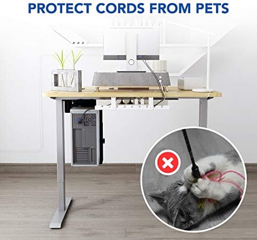 FLEXISPOT Under Desk Cable Management Tray, Metal Raceway Wires Cable Tidy Organizer Office and Home Cable Tray Use for Standing Desk (White)