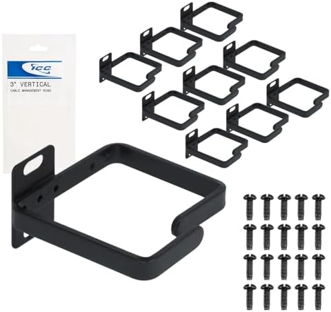 ICC 3-Inch Metal Cable Management Ring, Vertical Rack/Wall, 10-Pack