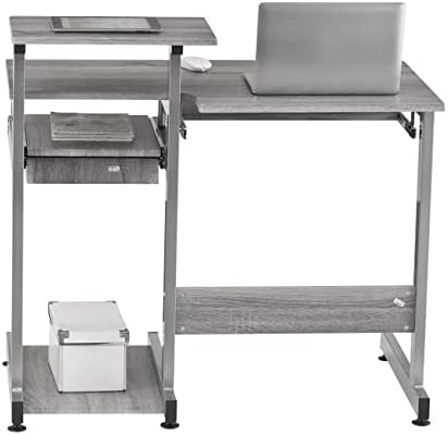 Techni Mobili 38"W Desk with Printer/Keyboard Tray & CPU Platform, Grey