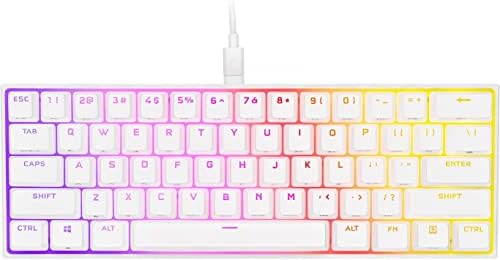Corsair - K65 RGB Mini Wired 60% Mechanical, CH-9194114-NA, Cherry MX Speed Linear Switch Gaming Keyboard with PBT Double-Shot Keycaps - White (Renewed)