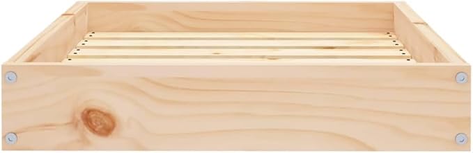 Solid Wood Dog Bed 24.2x19.3x3.5 Inches Pine Frame Pet Sofa for Small Medium Dogs, Rustic Minimalist Raised Bed with Sturdy Construction, Comfortable Sleeping Spot for Living Room or Bedroom