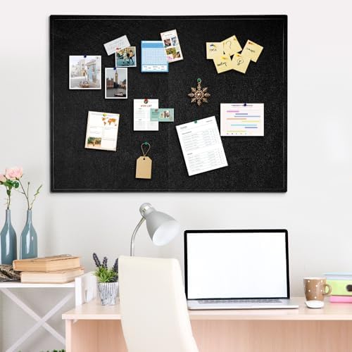 DOLLAR BOSS Large Bulletin Board 48"x36" Foldable Felt Cork Board, Black