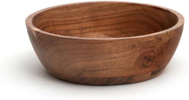 Acacia Wood Bowl Set of 2, 6-Inch Medium Serving Bowls, 400 Cubic cm Volume