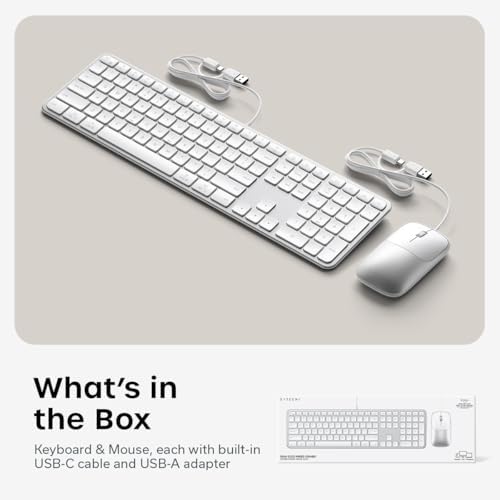 Satechi Slim CLX3 Wired Keyboard & Mouse Combo, USB-C, Silver
