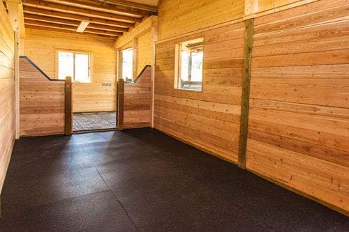 American Heavy Duty Rubber Stall Mats - Stable/Horse Thick, Durable Black 4 Center Tiles 3/8" Thick Expansion Set