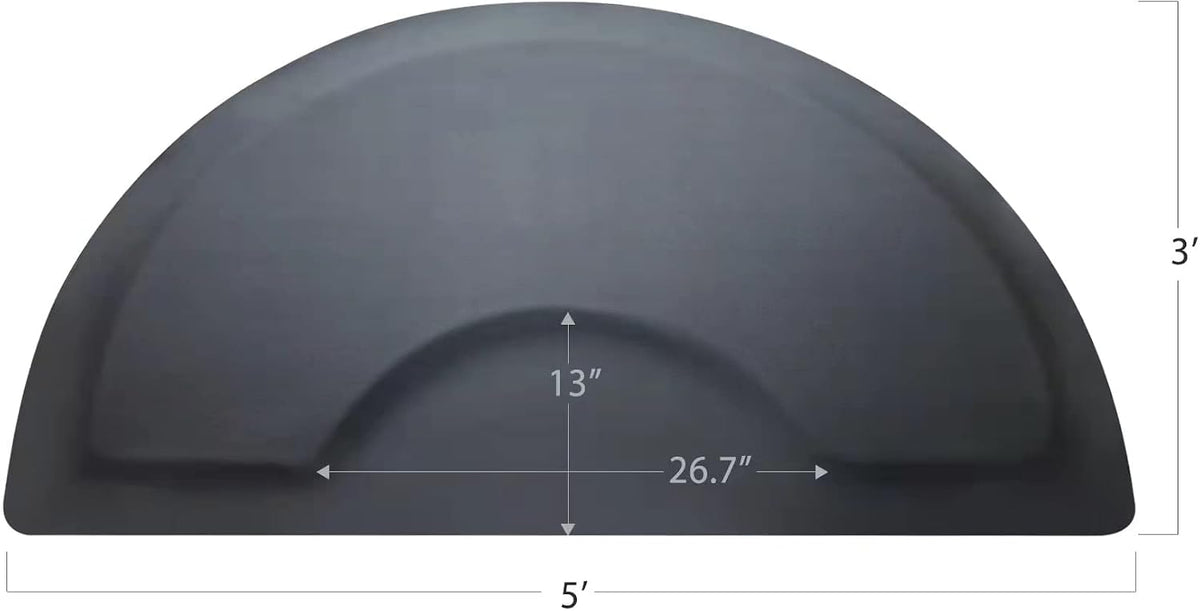 Salon Mat for for Hairstylist 3'x5' Barber Shop Anti-Fatigue Salon Standing Chair Mat - Black Semi Circle 1/2" Thick Comfort Salon Mat, Hair Cutting Hairdressing Equipment