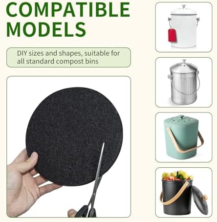 7.25 inch Compost Filters for Countertop Bin Saiqiang 12Pack Charcoal Filter for Kitchen Compost Bin Pail Replacement Filter Carbon Round Charcoal Filters for Compost Bucket