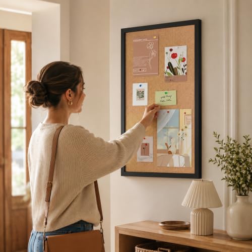 24"x36" Crude Wood Framed Hanging Cork Bulletin Board