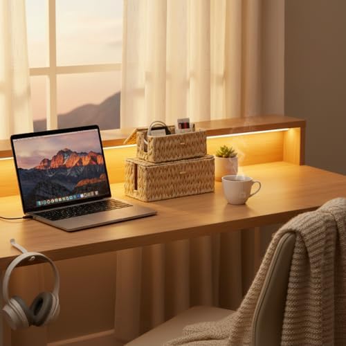 efluky 2 Pack Plastic Hand-Woven Cable Management Box