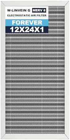 12x24x1 MERV 8 Washable Electrostatic HVAC Furnace Air Filter