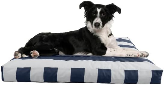 Dog Bed - Indoor/Outdoor Pet Bed with Removable Washable Cover and Non-Slip Bottom - 36in Medium Pet Mat for Dogs up to 70lbs - Water-Resistant Dog Mat by PETMAKER (Navy)