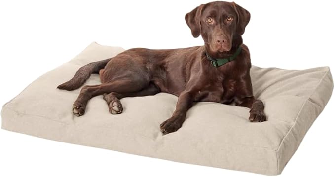 Orvis Comfortfill-Eco Lounger Dog Bed, Heathered Khaki - Medium