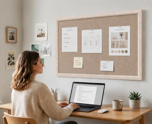 Framed Felt Bulletin Board 36x24 Large Office Wall Pin Board