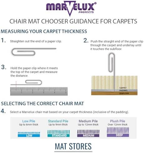 Marvelux Enhanced Polymer Durable Office Chair Mat for Carpets 36" x 48"