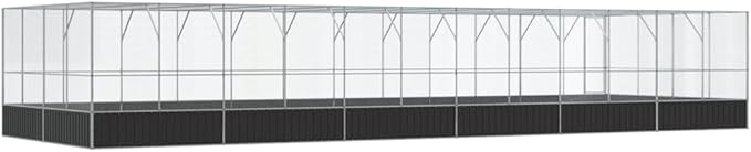 Large Bird Aviary with Extension, Outdoor Galvanized Steel Bird Cage, Galvanized Steel Outdoor Bird Aviary, Mesh Fence Bird House for Small Animals, 490.6"x163"x83.5"