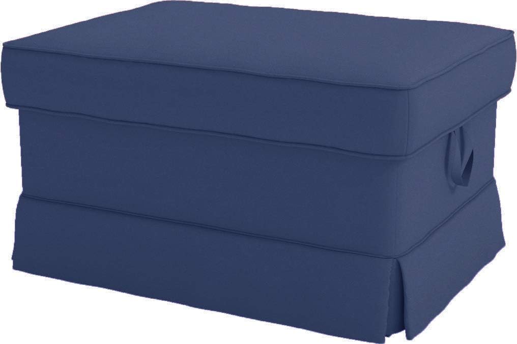 Cotton Ektorp Ottoman Cover Replacement is Custom Made Slipcover Compatible with IKEA Ektorp Footstool Cover (Cotton Blue)