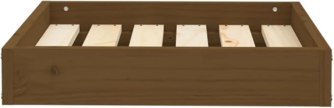 Solid Pine Wood Dog Bed in Warm Honey Brown Finish 20.3 x 17.3 x 3.5 Inches, Durable Indoor Pet Bed for Small Breeds, Cozy Resting Space with Minimalist Design and Varnished