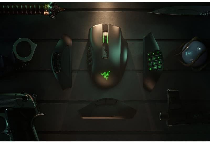 Razer Naga Pro - Modular Wireless Gaming Mouse with Interchangeable Side Panels (19 + 1 Programmable Buttons, Optical Mouse Switch, 20K DPI Focus+ Optical Sensor, 3 Swappable Side Plates) Black