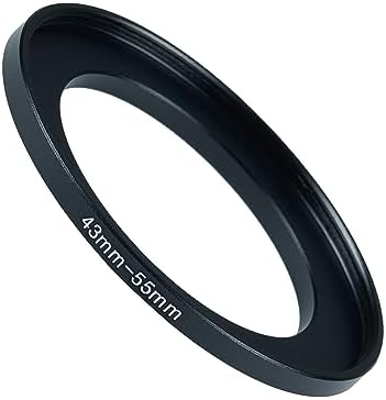 43mm to 55mm Step-up Adapter Rings Filter Adapter Black Metal Step Down Filter Ring Adapter Compatible with All Brand UV CPL ND Camera Lens Filter Stepping Rings (43mm-55mm), (NLY001)