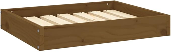 Solid Pine Wood Dog Bed for Small Breeds, Durable Honey Brown Pet Bed with Easy Assembly and Comfortable Mattress, 24.2x19.3x3.5 Inches, Indoor Use for Beagles