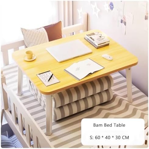 Foldable Laptop Desk for Bed, Bed Laptop Table, Foldable Portable Lap Bed Tray, 23.6 Inch Floor Table for Drawing, Reading and Writing, Bamboo