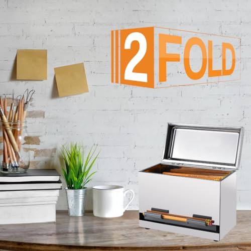 2Fold Pencil Dispenser for Classroom - Stainless Steel Bulk Pencil Holder for Desk - Includes Removable Label Stickers - Teacher Must Haves for Organization - Holds up to 200 Pencils (Silver)