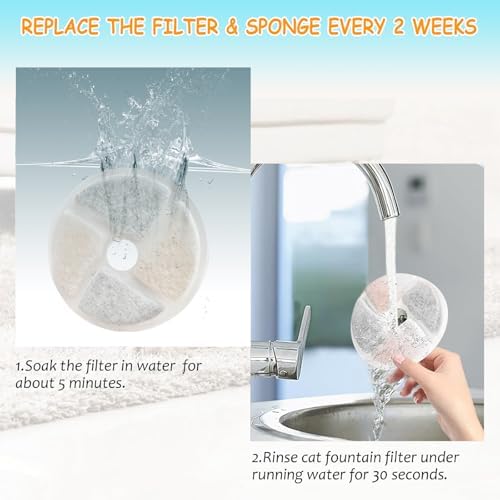 12 Set Cat Water Fountain Filter Replacement for Square 2.2L/73oz Pet Dog Fountain, Triple Filtration Replacement Filters(12+12+12)
