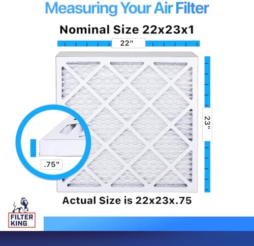 Filter King 22x23x1 Air Filter (MERV 8) (4-Pack) Dust & Allergy Control AC Furnace Filters, MADE IN USA, HVAC, Pleated, Electrostatic (Actual Size: 22 x 23 x .75)