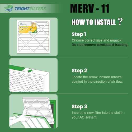 TRIGHTFILTERS 20x20x1 MERV 11 Pleated HVAC Air Filters, 4-Pack