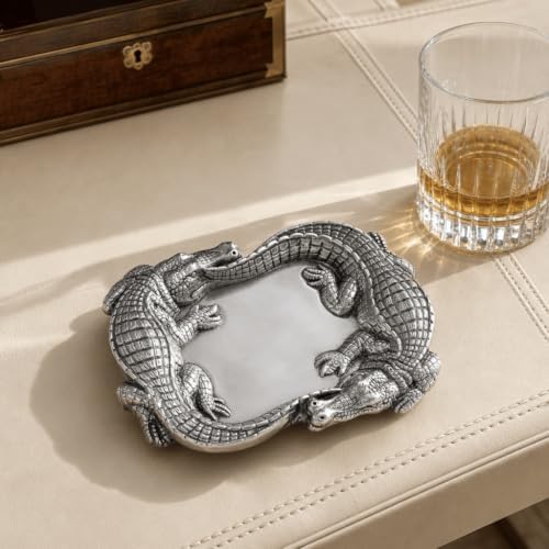 Arthur Court Alligator Catchall Tray - Premium Aluminum Decorative Organizer - 9 Inch Long for Desktop, Nightstand, or Dresser
